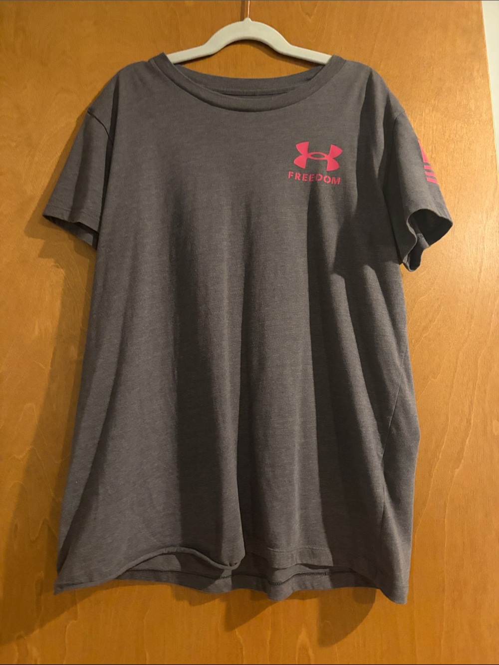 Under Armour Gray Short Sleeve Tee with Pink Logo